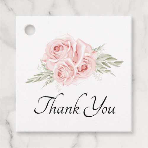 Elegant Pink Rose Thank You Blush Floral Wedding   Favor Tags