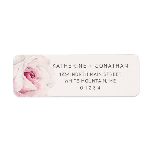 Elegant Pink Rose Watercolor Floral Return Address Label