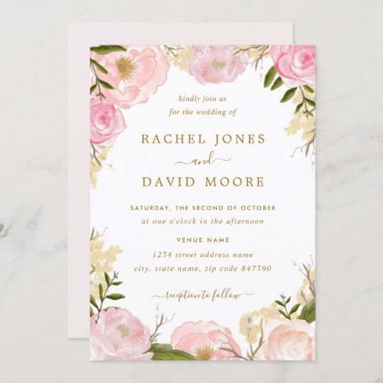 Elegant Pink Rose Wedding Invitation | Zazzle.com