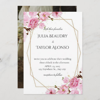 Elegant Pink Rose Wedding Invite