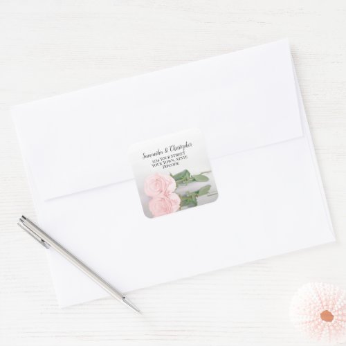 Elegant Pink Rose Wedding Return Address Seal