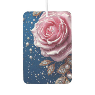 Elegant Pink Rose with Pearls and Crystals Air Freshener