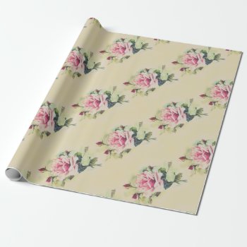 Elegant Pink Rose With Rosebuds Wrapping Paper by LeAnnS123 at Zazzle