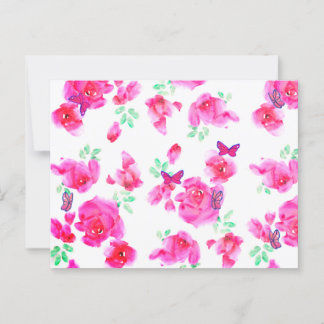 Elegant Pink Roses and Butterflies Postcard