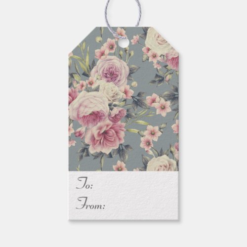 Elegant Pink Roses and Flowers To and From Gift Tags