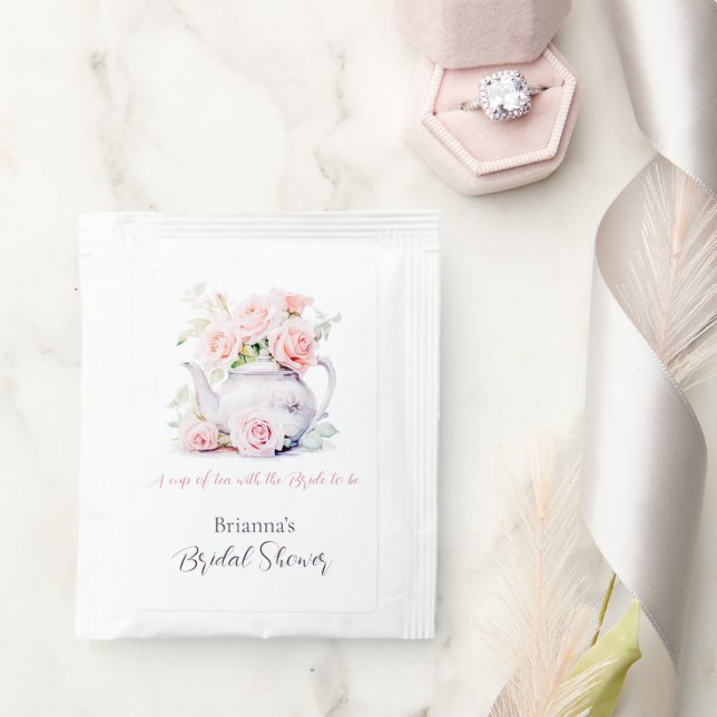Elegant Pink Roses Bridal Shower Tea Bag Drink Mix (Wedding)