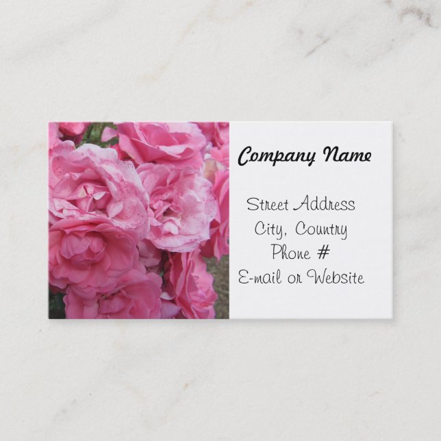 Elegant Pink Roses Business Card (Front)
