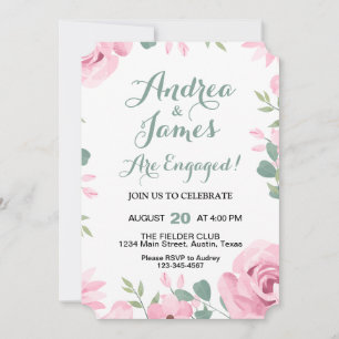 Elegant Pink Roses Engagement party Invitation