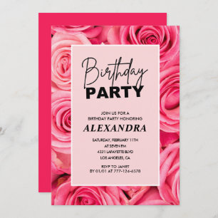 Elegant Pink Roses Floral 42nd birthday Invitation