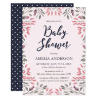 Elegant Pink Roses Floral Baby Shower Invitation