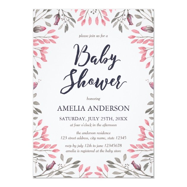 Elegant Pink Roses Floral Baby Shower Invitation