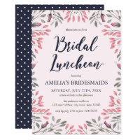 Elegant Pink Roses Floral Bridal Luncheon Card