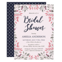 Elegant Pink Roses Floral Bridal Shower Invitation