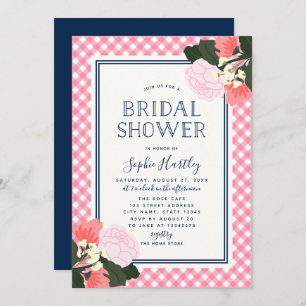 Elegant Pink Roses Floral Bridal Shower Invitation