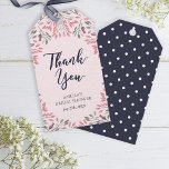 Elegant Pink Roses Floral Bridal Shower Thank You Gift Tags<br><div class="desc">Adorn your favor gifts with a personal touch; this bridal shower gift tag features a border of pink roses, pink leaves and grey leaves with the words "Thank You" against a light pink background. They're perfect for a spring or summer bridal shower. Do take a look at the other Bridal...</div>