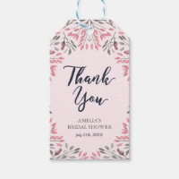 Elegant Pink Roses Floral Bridal Shower Thank You Gift Tags