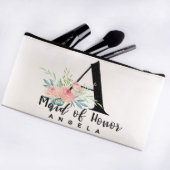 Elegant Pink Roses Floral Canvas Cosmetic Bag (Front)