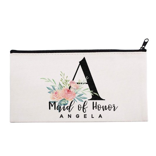 Elegant Pink Roses Floral Canvas Cosmetic Bag (Front)