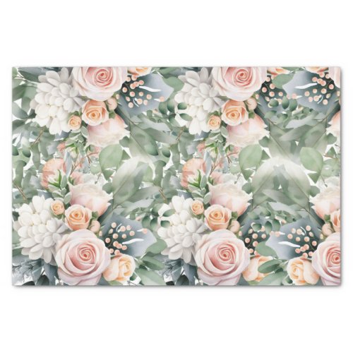 Elegant Pink Roses Floral Decoupage Paper