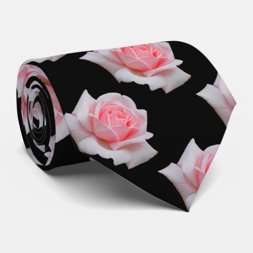 Elegant Pink Roses Floral Neck Tie