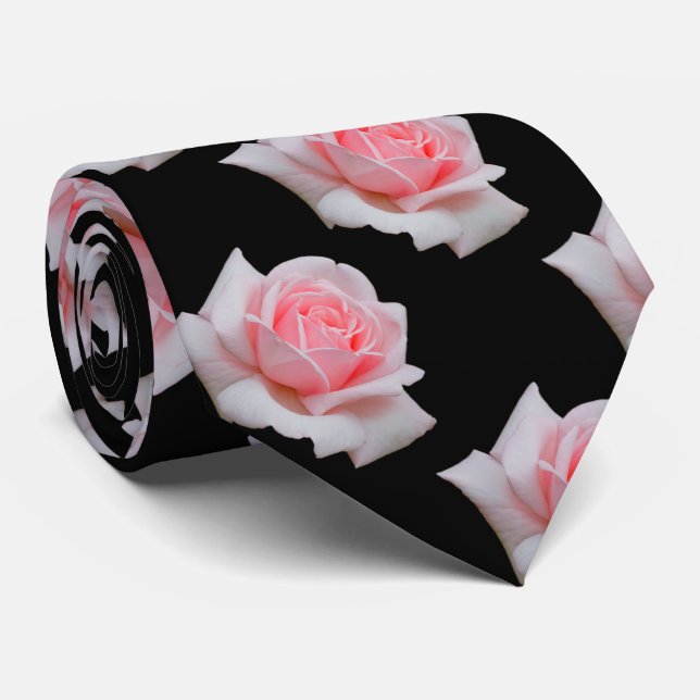 Elegant Pink Roses Floral Neck Tie (Rolled)