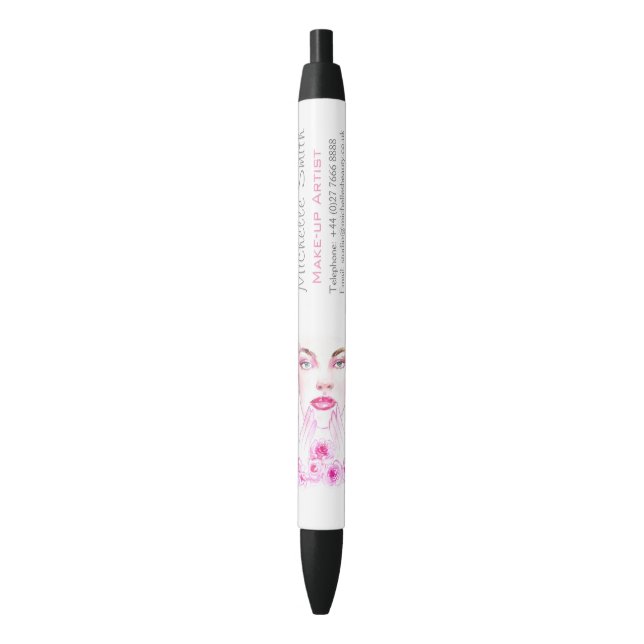 Elegant Pink Roses Floral Watercolor Beauty Salon  Pen (Front Vertical)