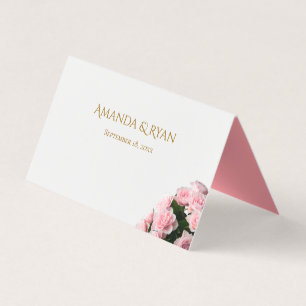 Elegant Pink Roses Floral Wedding Table Place Card