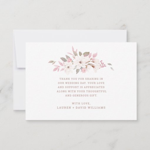 Elegant Pink Roses Floral Wedding Thank You | Zazzle