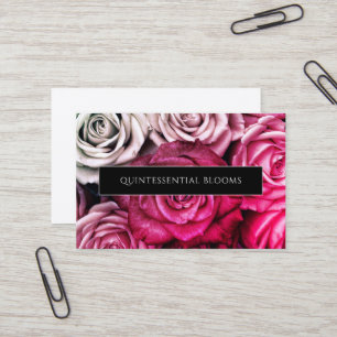 Elegant Pink Roses Florist Business Card