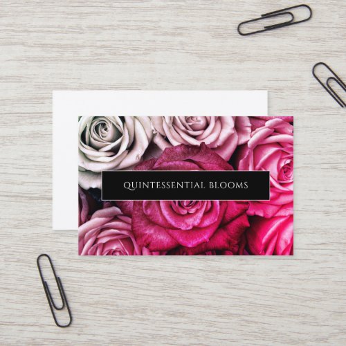 Elegant Pink Roses Florist Business Card