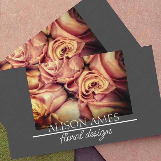 elegant pink roses florist or floral designer  business card (Creator Uploaded)