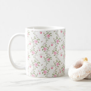 Elegant Pink Roses Flowers Pattern Coffee Mug