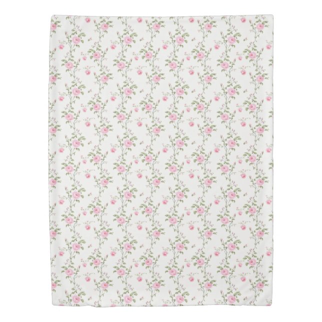 Elegant Pink Roses Flowers Pattern Duvet Cover (Front)