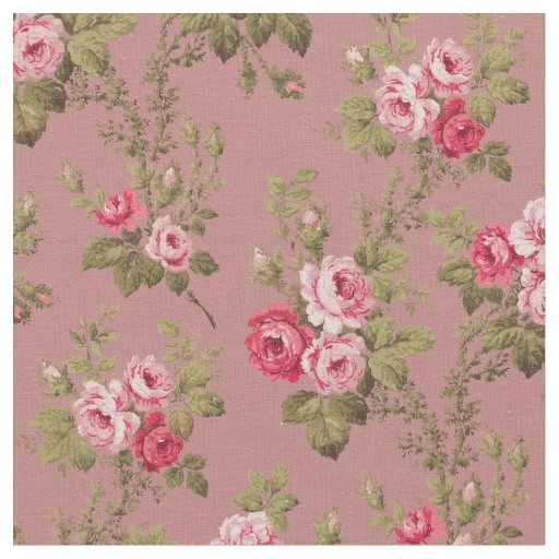 Elegant Pink Roses-Old Rose Background Fabric
