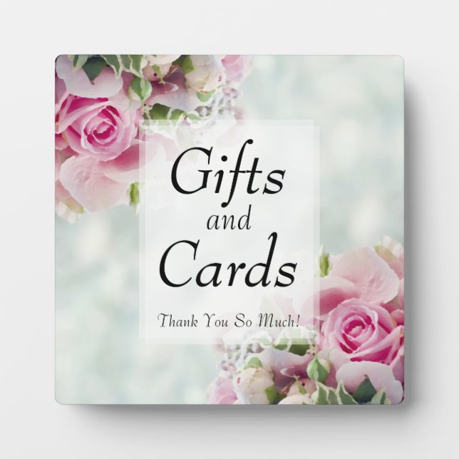Elegant Pink Roses on Teal Wedding Gifts & Cards Plaque (Front)