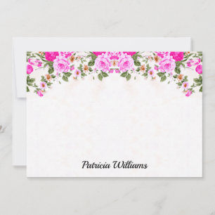 Elegant Pink Roses Personalized Note Card