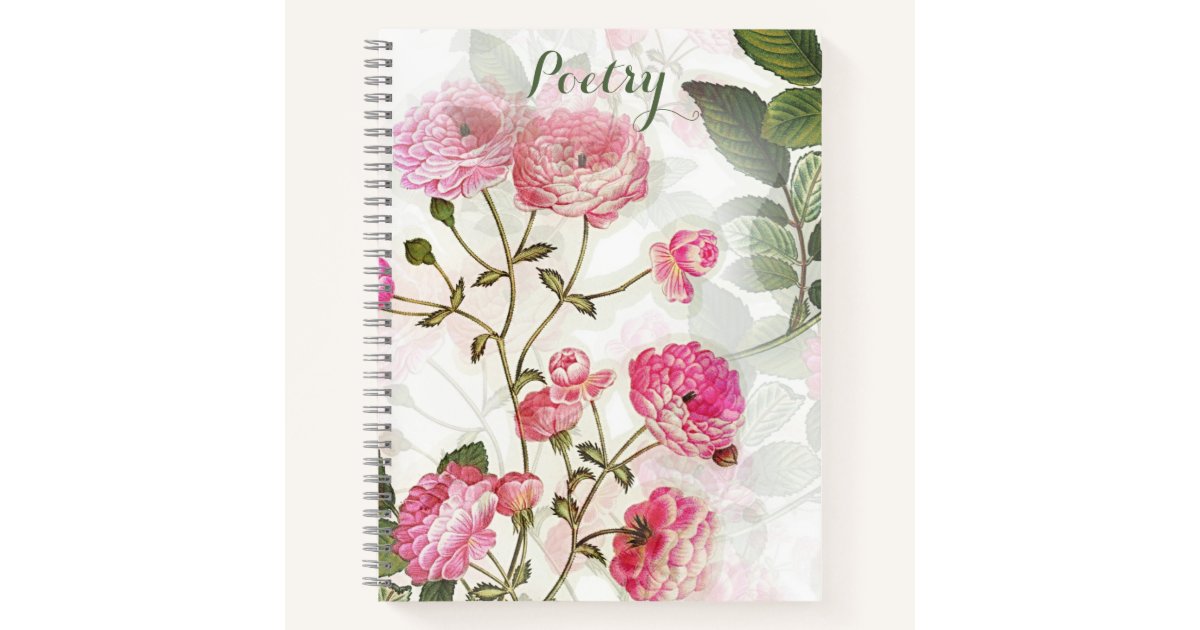 Notebook Pink Roses Elegant Pink Roses Poetry Notebook | Zazzle