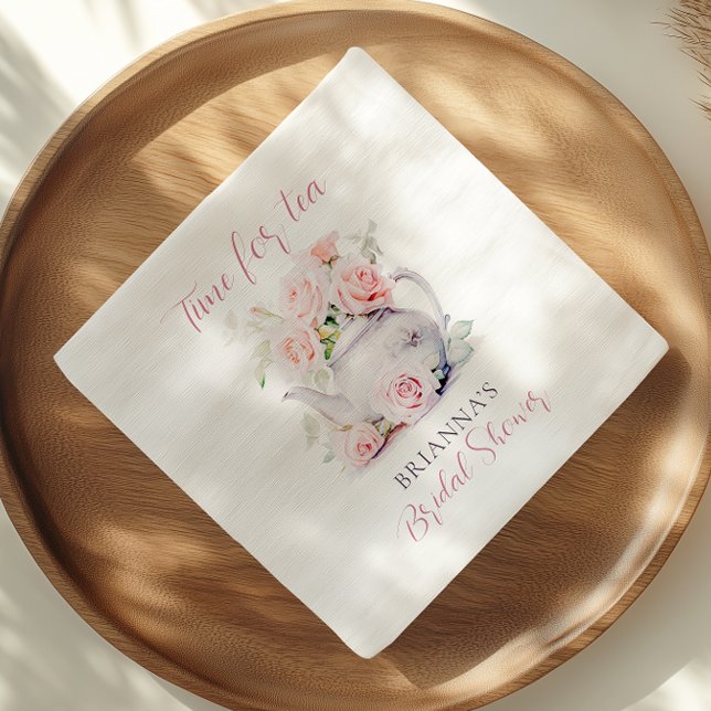 Elegant Pink Roses Tea Party Bridal Shower Napkins (Creator Uploaded)