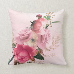 Elegant Pink Roses Throw Pillow