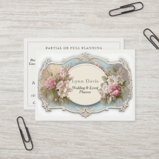 Elegant Pink Roses Vintage Victorian Wedding   Business Card