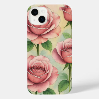 Elegant Pink Roses Watercolor Floral iPhone Case