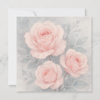 Elegant Pink Roses Watercolor Greeting Card