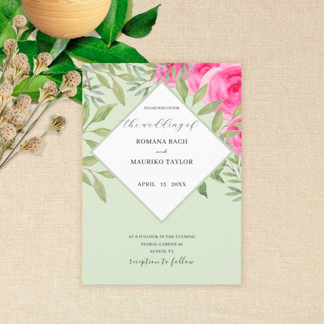 Elegant Pink Roses Watercolor Invitation (Creator Uploaded)