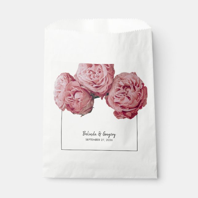 Elegant Pink Roses Wedding  Favor Bag (Front)