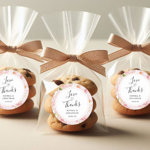 Elegant Pink Roses Wedding Favor Thank You Classic Round Sticker