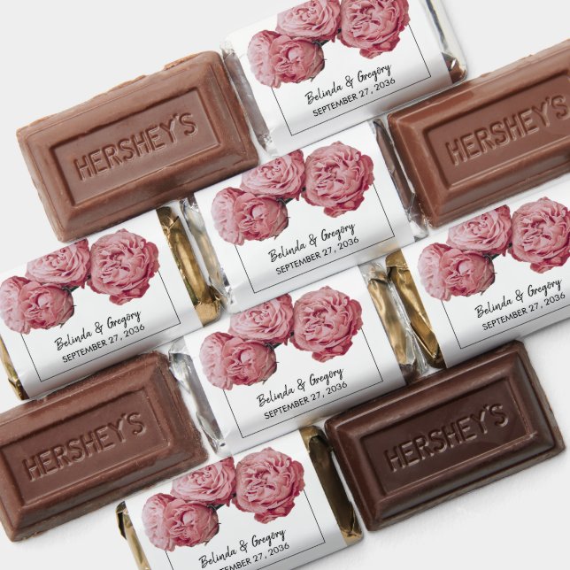 Elegant Pink Roses Wedding Hershey's Miniatures (Assorted)