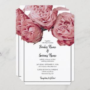 Elegant Pink Roses Wedding Invitations