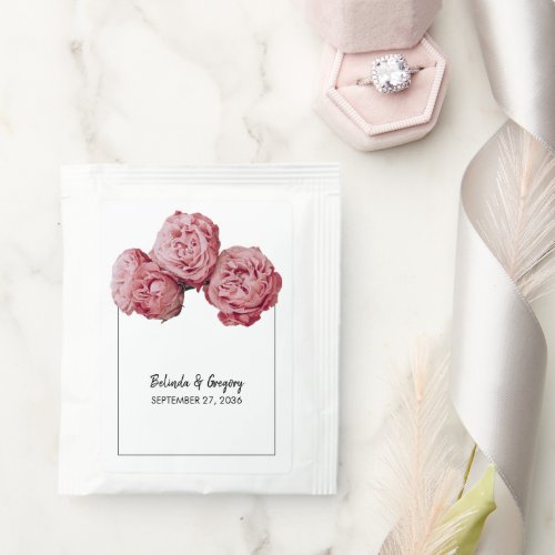 Elegant Pink Roses Wedding  Tea Bag Drink Mix