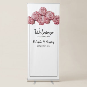 Elegant Pink Roses Wedding Welcome Sign