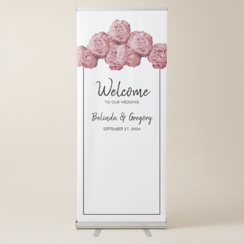 Elegant Pink Roses Wedding Welcome Sign